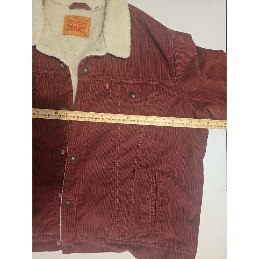 Levi's Men's 3XL Big & Tall Sherpa Lined Corduroy Trucker Jacket Burgundy - Picture 6 of 6